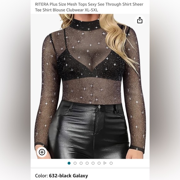 RITERA MESH TOP, TURTLE NECK, LONG SLEEVES - GALAXY. SZ 3X - Picture 8 of 9